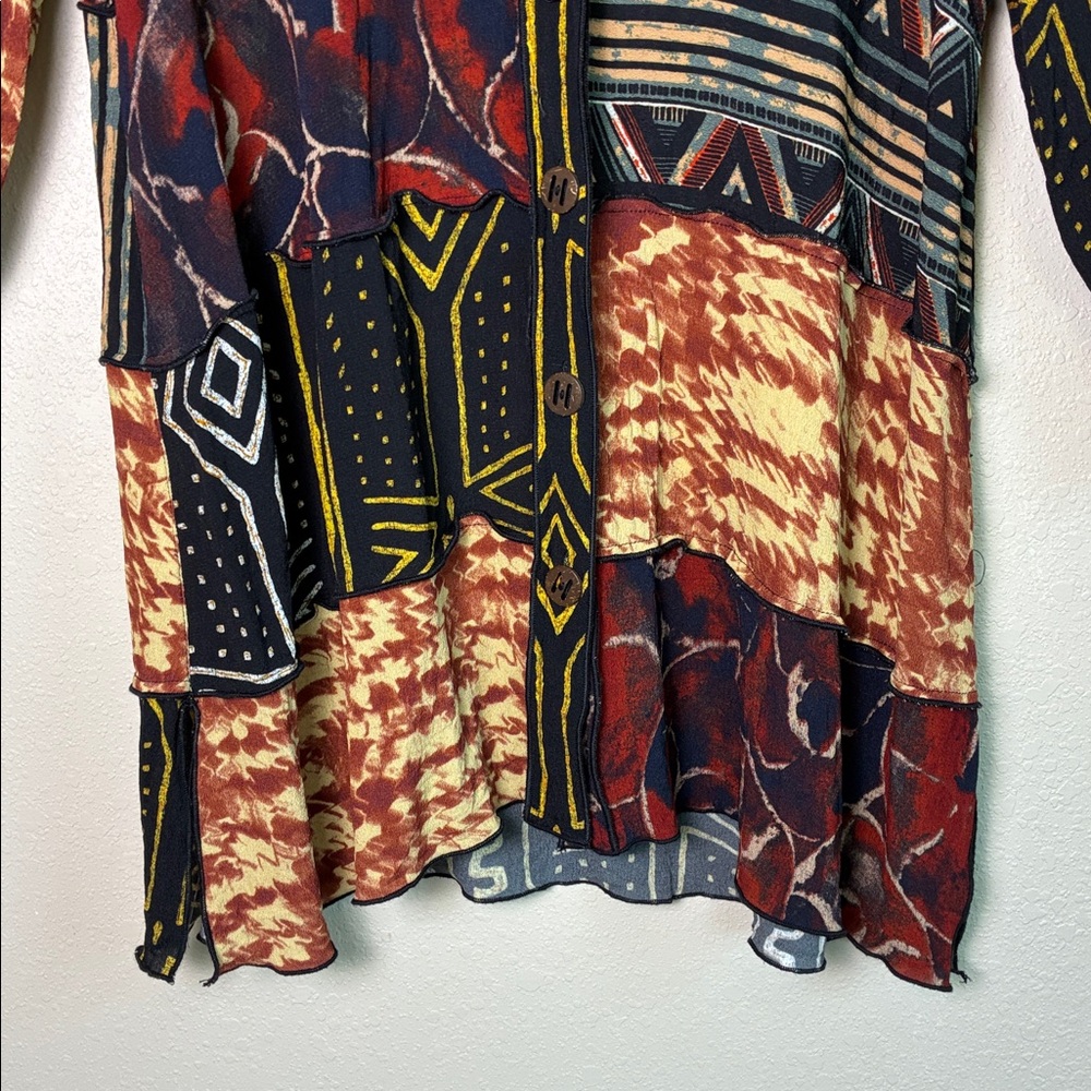 JOHN MARK Size Large Artsy Patchwork Exposed Seam… - image 4